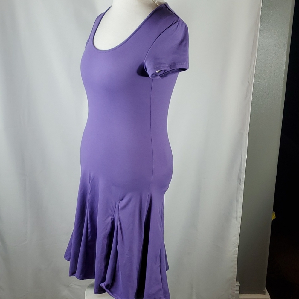 24/7 Comfort Apparel  VIBRANT PURPLE SCOOP NECK KNEE LENGTH DRESS IN SIZE  SMALL - Picture 8 of 11